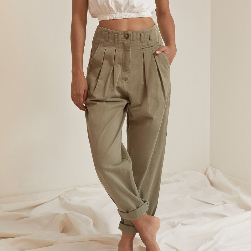 Laurent Pleated Twill Trouser